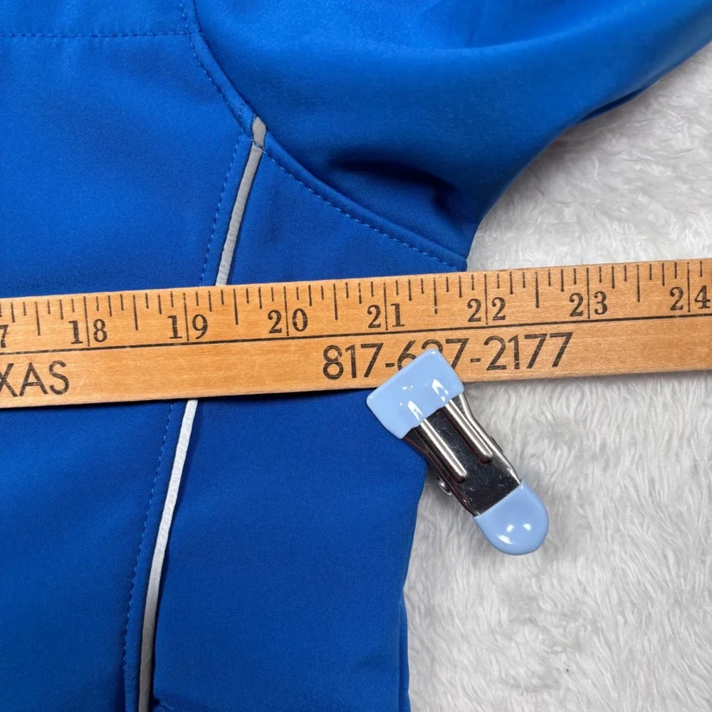 Clique Softshell Jacket‎ Mens L (FIT M) Blue Full Zip Fleece Lined Reflective